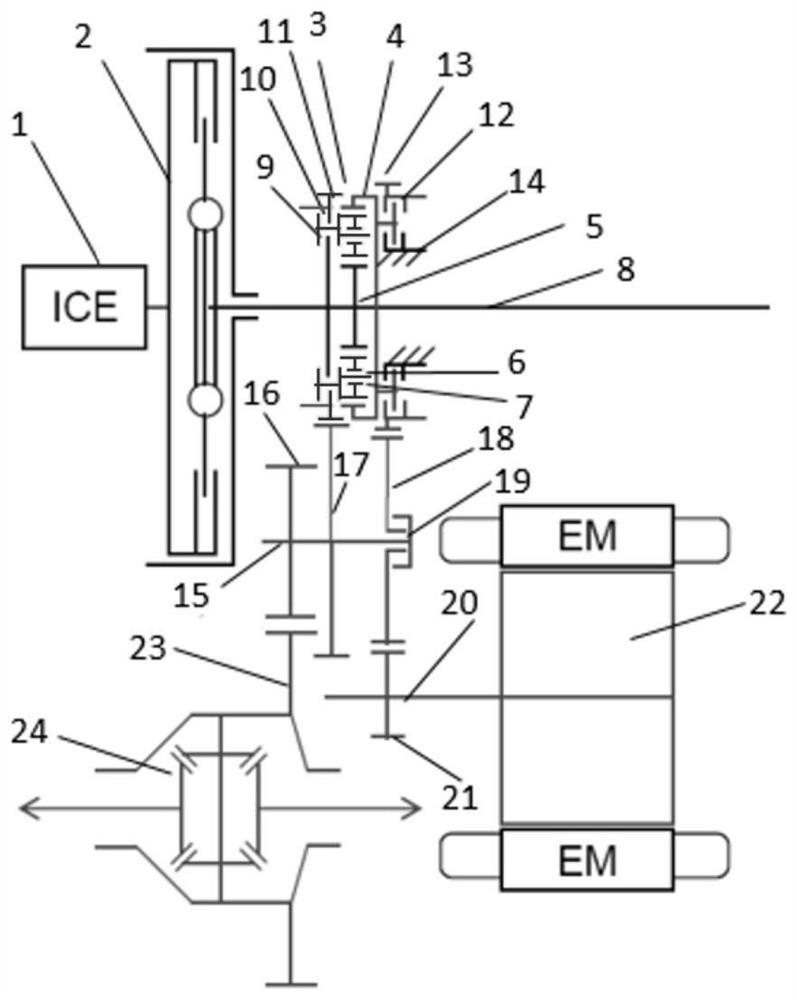 Single-motor single-planet-row multi-gear hybrid power gearbox, system and vehicle