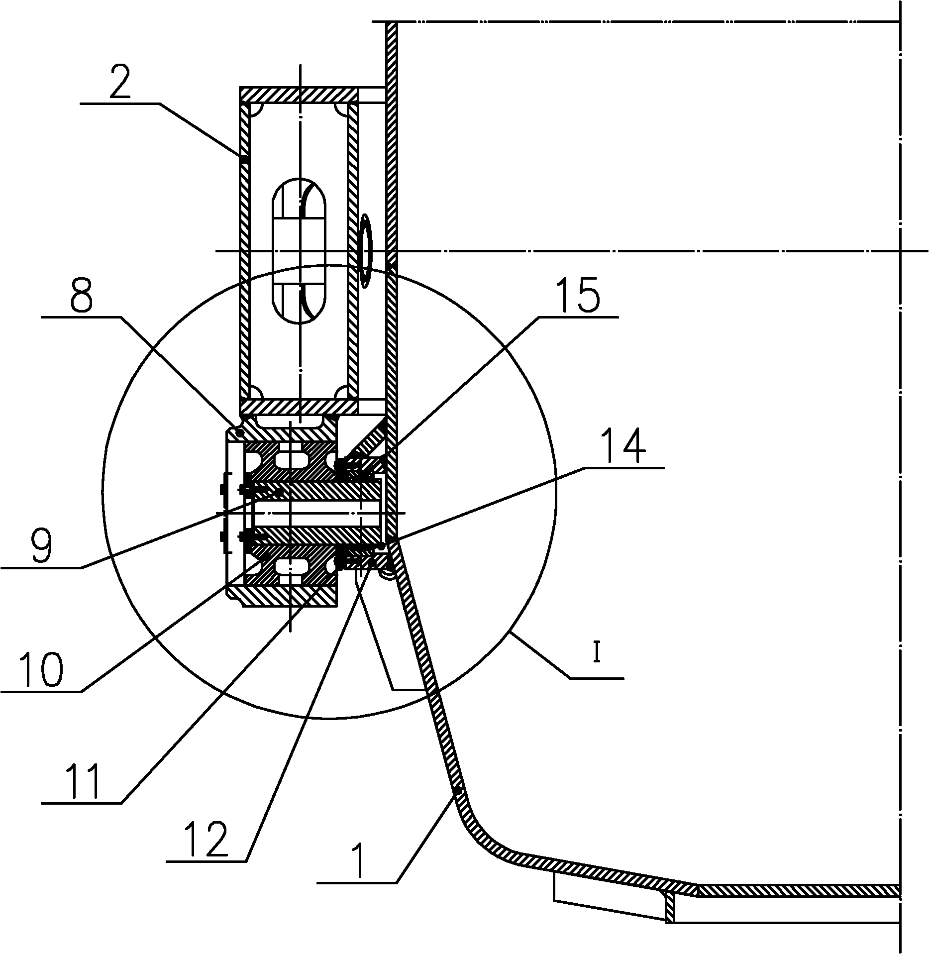 Connecting device for spherical hinge slider type converter backing ring and furnace shell