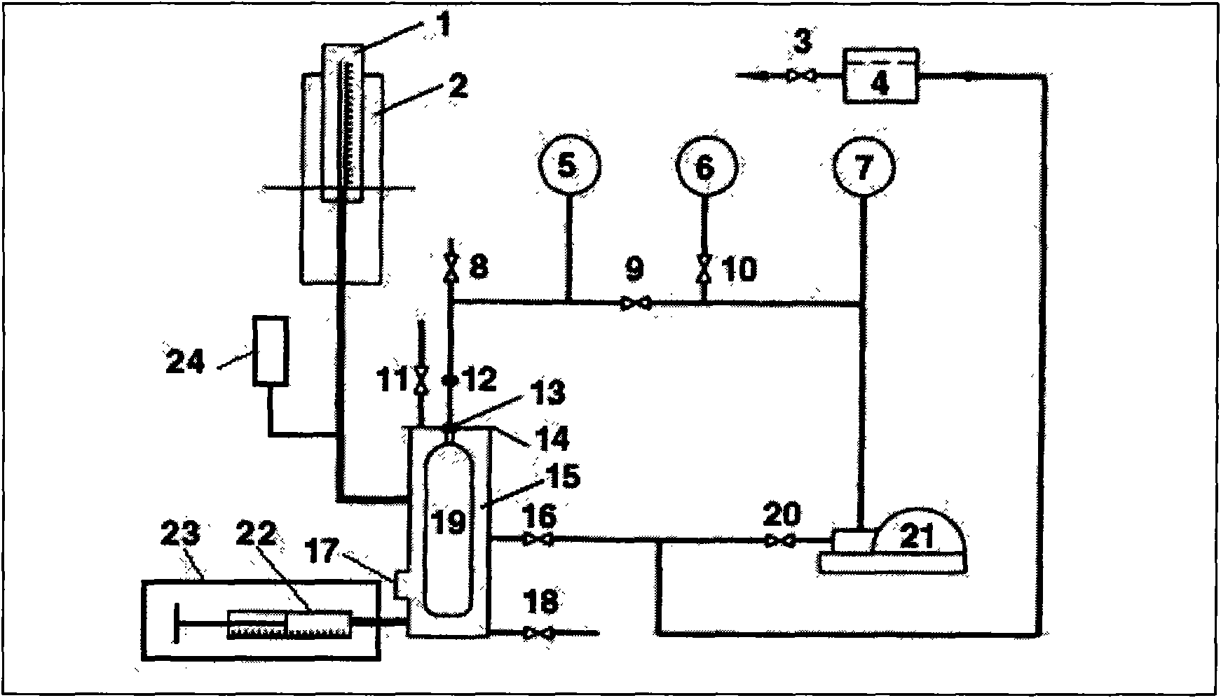 Gas cylinder test device by using external measuring method of variable-volume burette