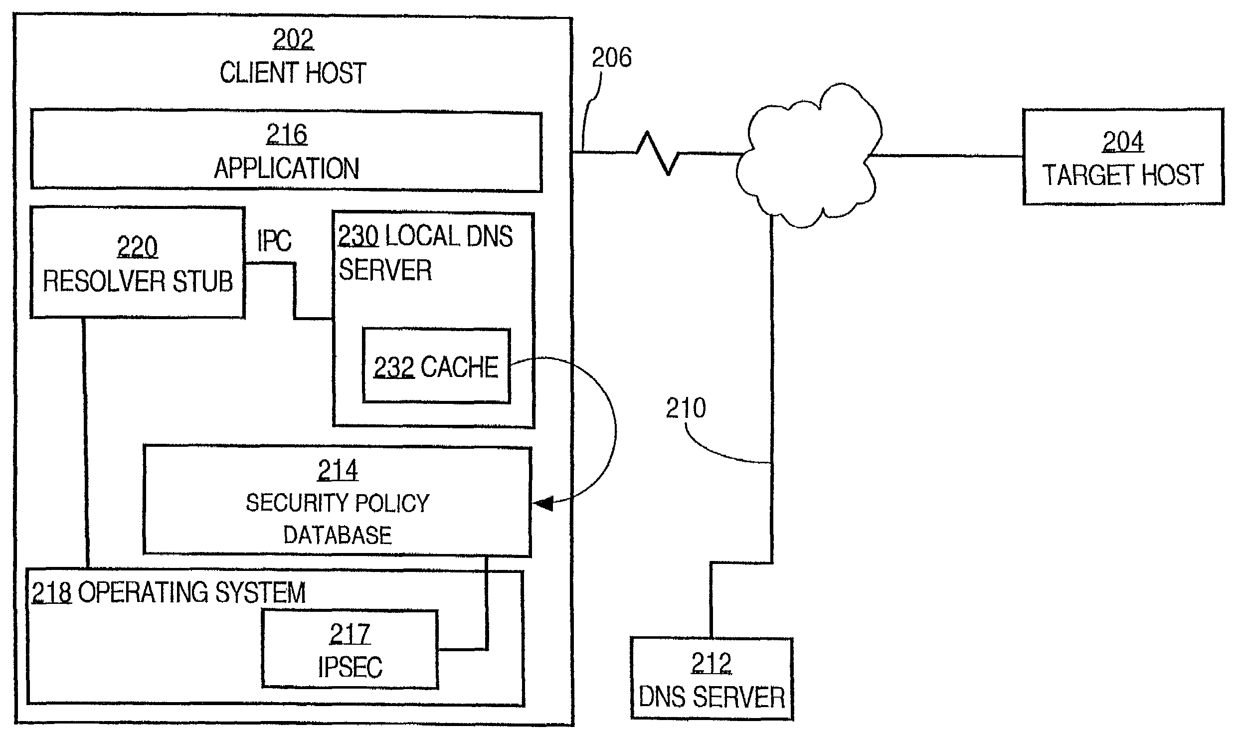 Process and system providing internet protocol security without secure domain resolution