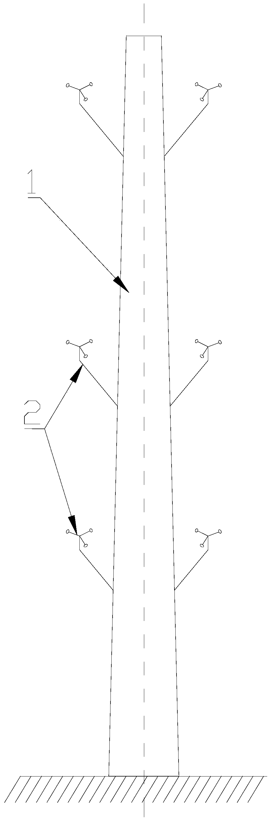 Wind measurement method of wind measuring tower and wind shadow resistant wind measuring tower