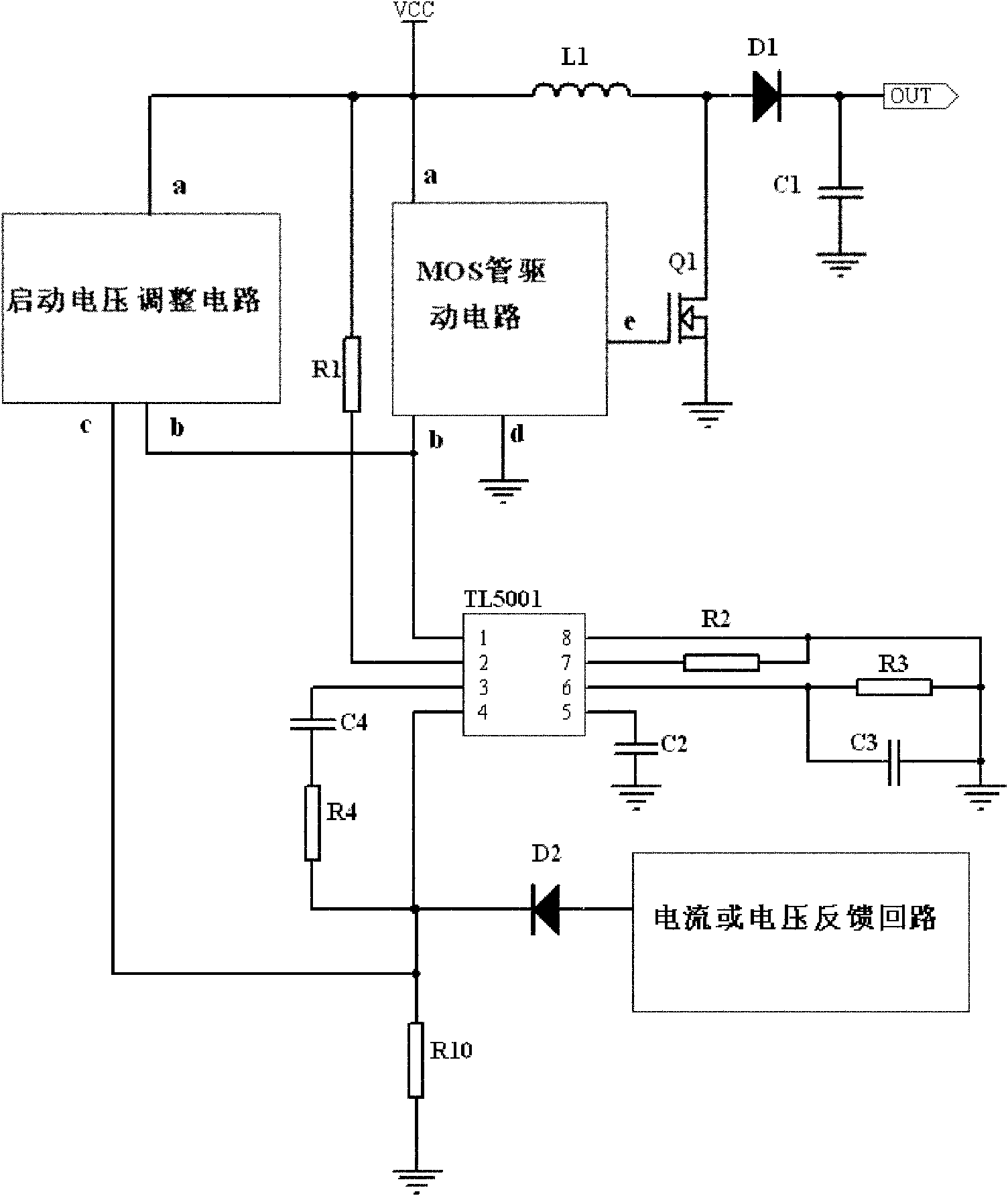 BOOST circuit with adjusting starting voltage
