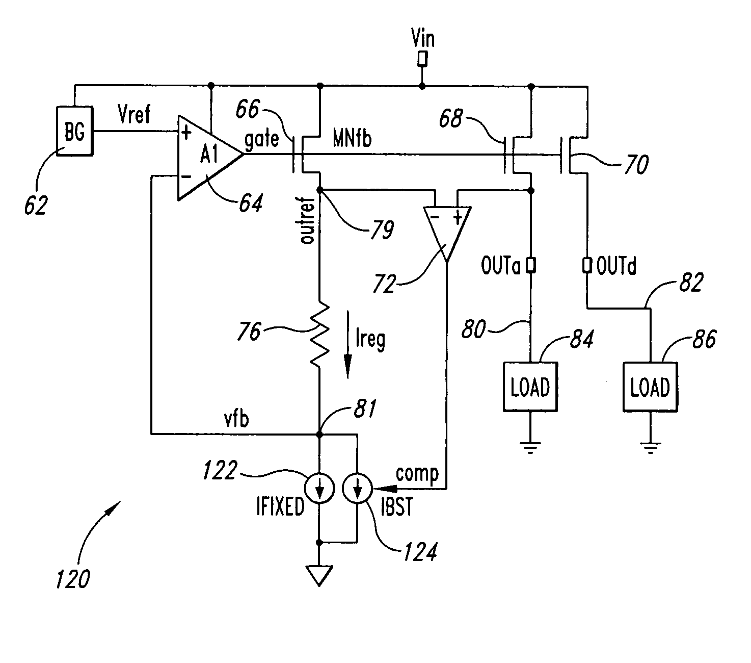 Replica regulator with continuous output correction