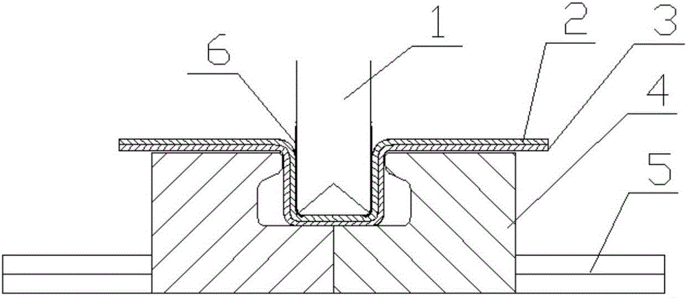 Board laser shocking riveting die, riveting system and laser shocking riveting method