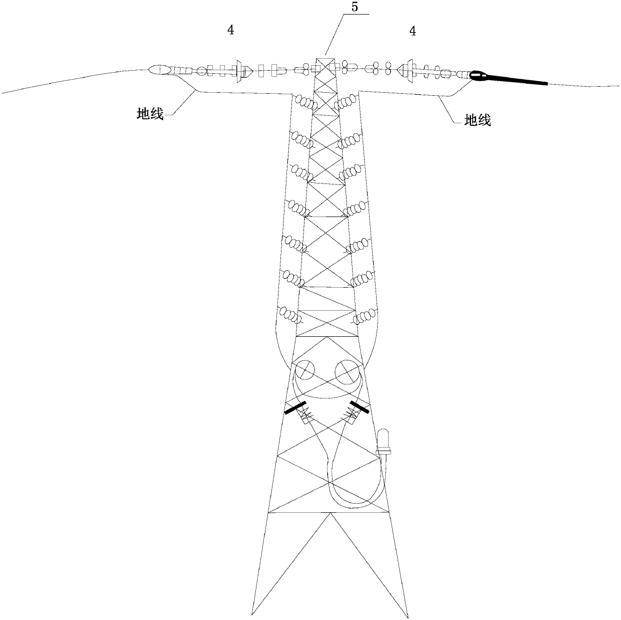 Overhead lightning protection double conductor insulated grounding wire capable of melting ice