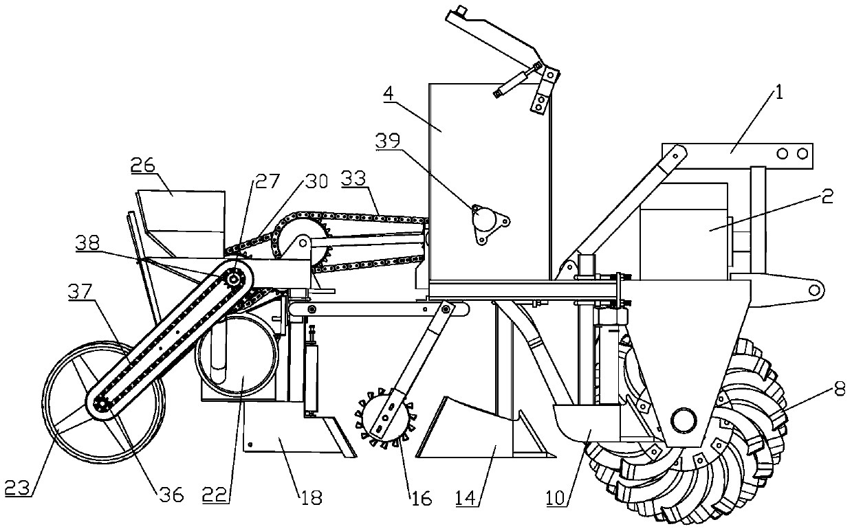 Soybean and corn interplanting ditch no-tillage seeding and fertilization machine