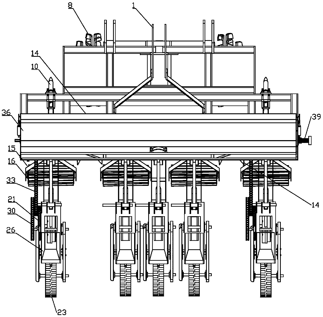 Soybean and corn interplanting ditch no-tillage seeding and fertilization machine