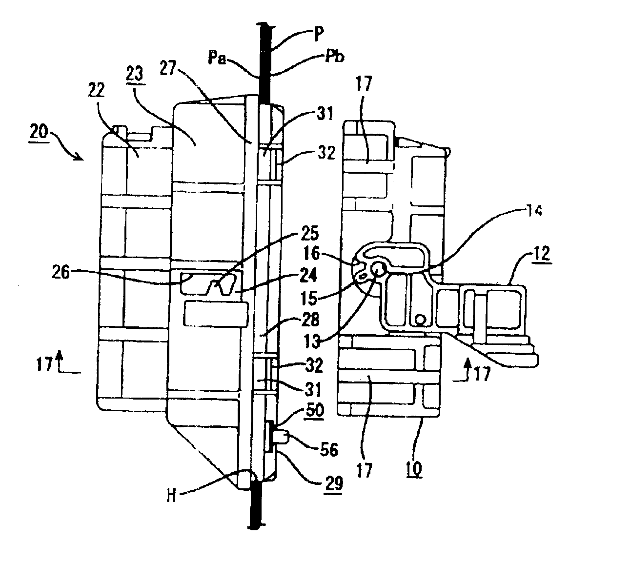 Connector and method of mounting a connector housing on a panel
