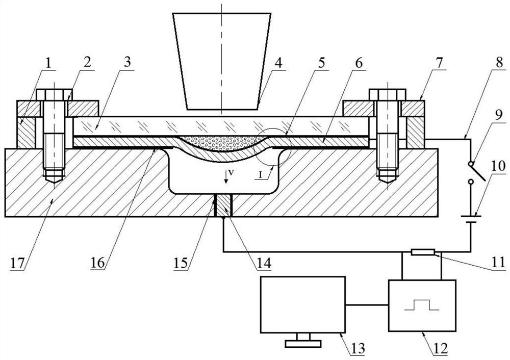 A device and method for measuring the collision process in high-speed laser shock forming of plates