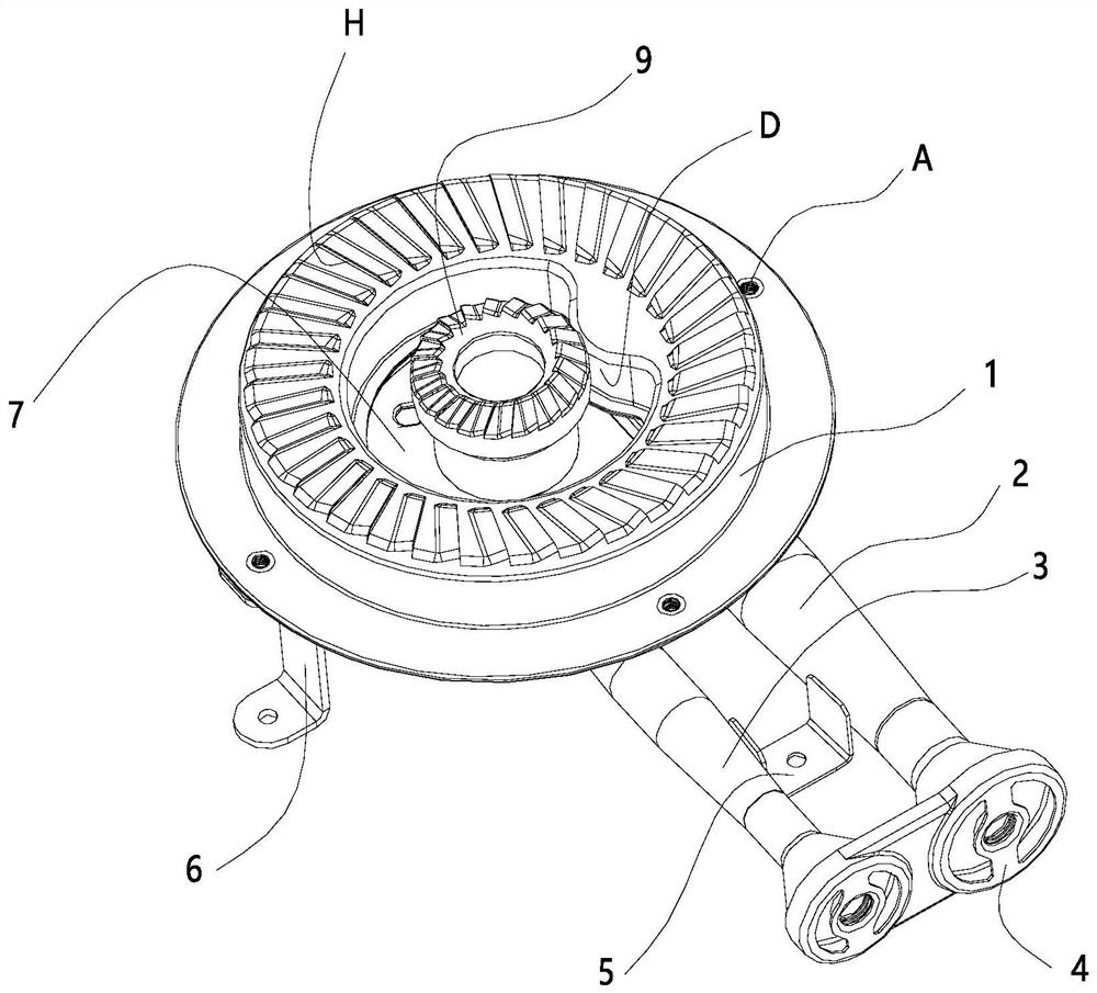 Metal plate structure combustor of gas stove