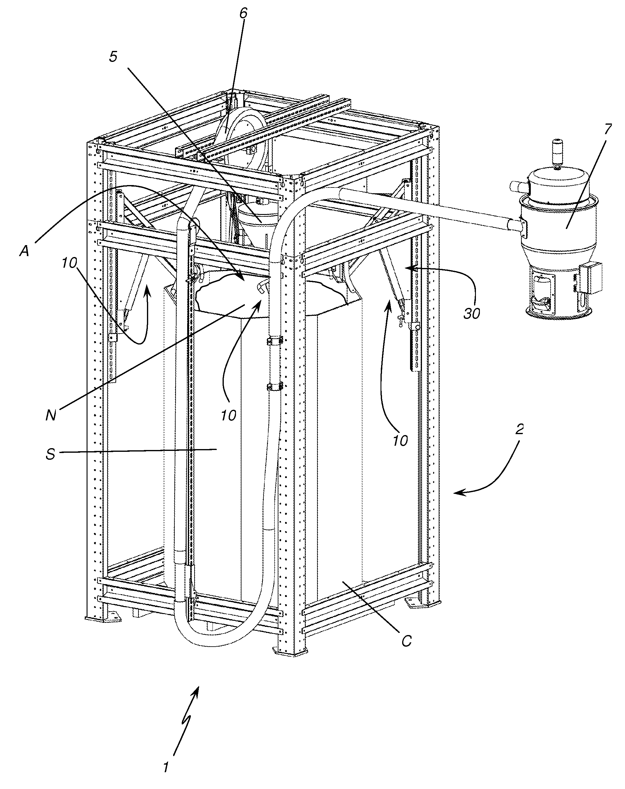 Emptying device for storage containers of granular materials or the like