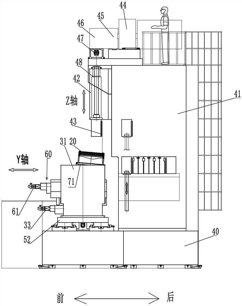 Vertical external broaching machine for broaching internal tongues and grooves of circular workpieces