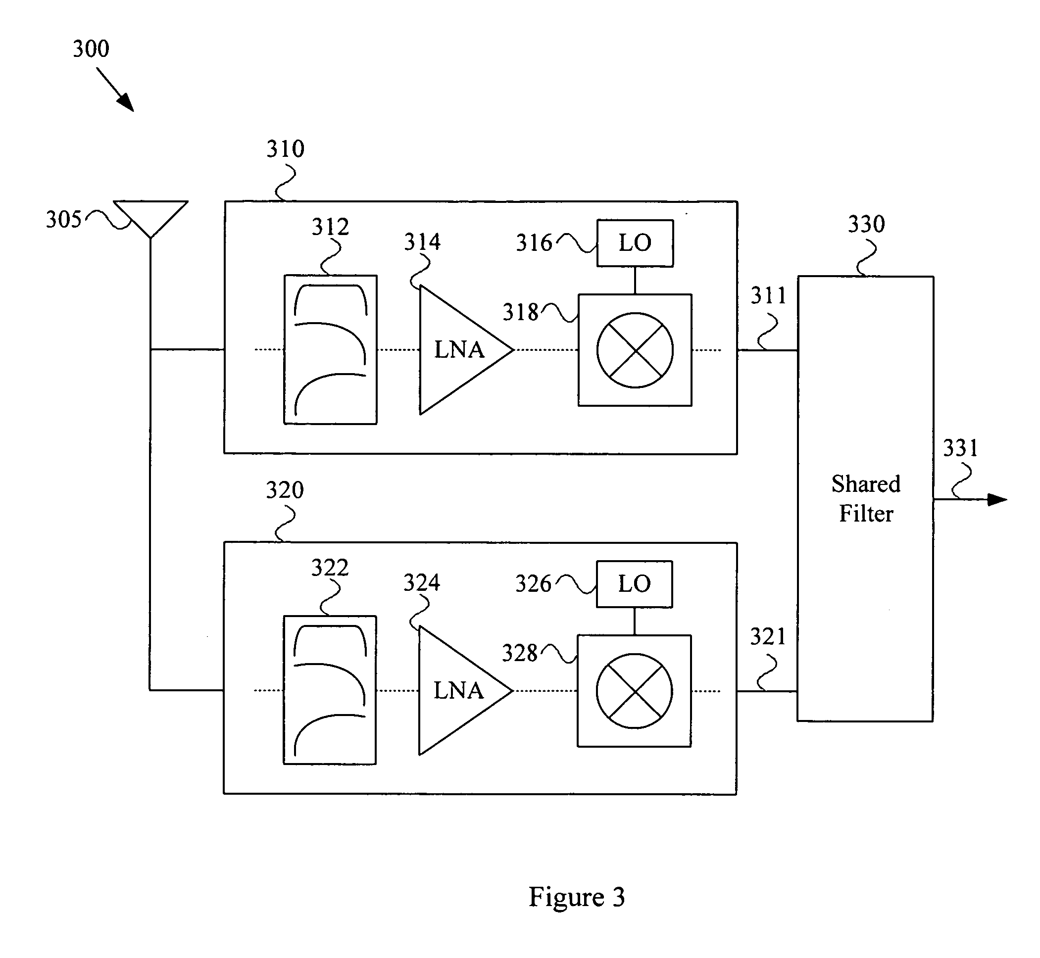 Multimode communication device with shared signal path programmable filter