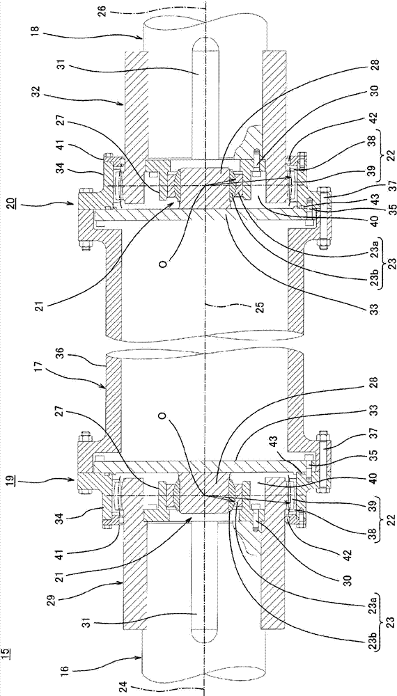 Flexible coupling structure and ship thruster device with same