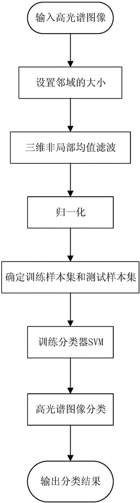 Hyperspectral image classification method based on three-dimensional non-local mean filtering