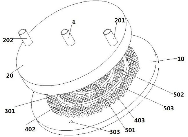 A water-cooled plate heat exchanger with a circular structure