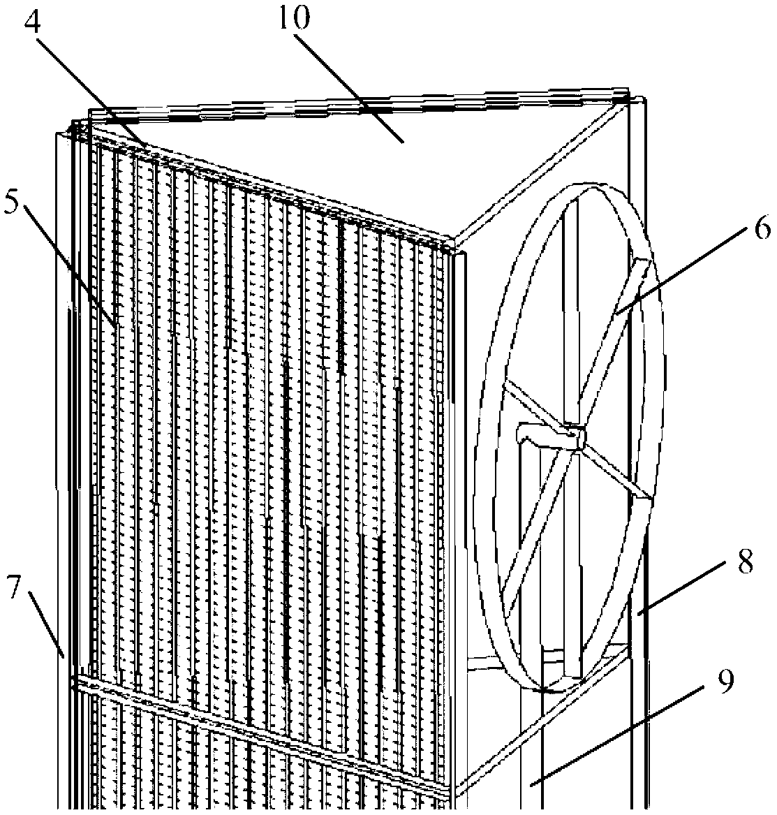 Air-cooling condenser structure containing horizontal shaft axial flow fan group
