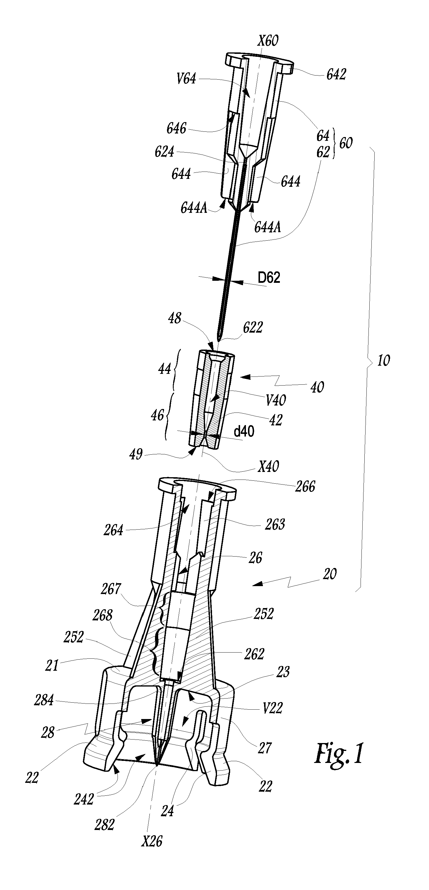 Device for connection between a recipient and a container and method for assembling and using such a device