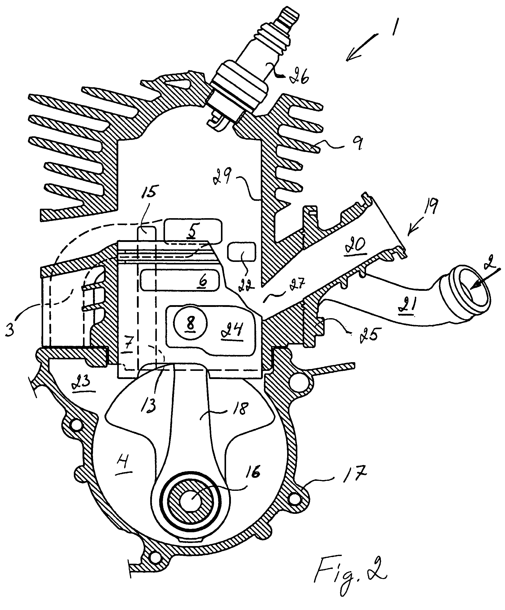 Crankcase scavenged two-stroke internal combustion engine having an additional air supply