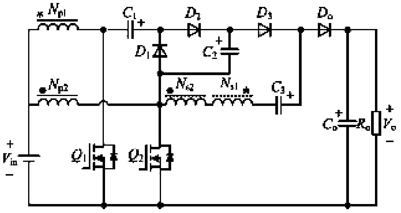 Two-phase interleaved converter based on coupled inductors