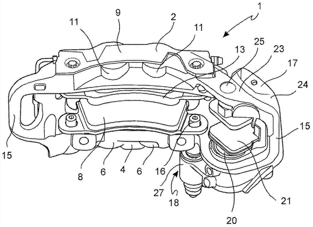 Caliper assembly for service and parking disc brake