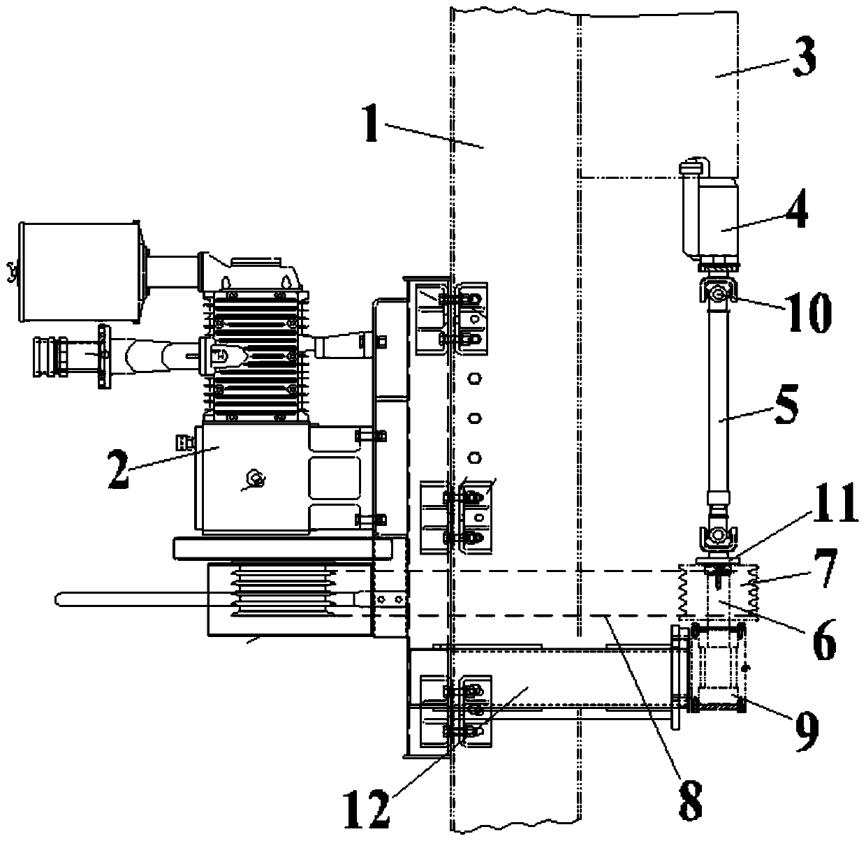 Power-taking power system mounting structure in tractor