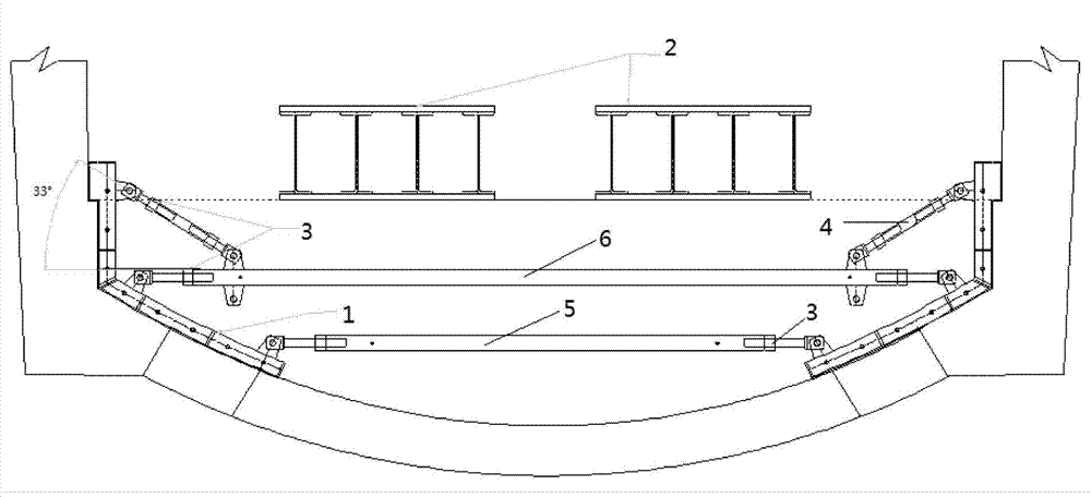 Method for increasing construction space under invert trestle of single track railway tunnel
