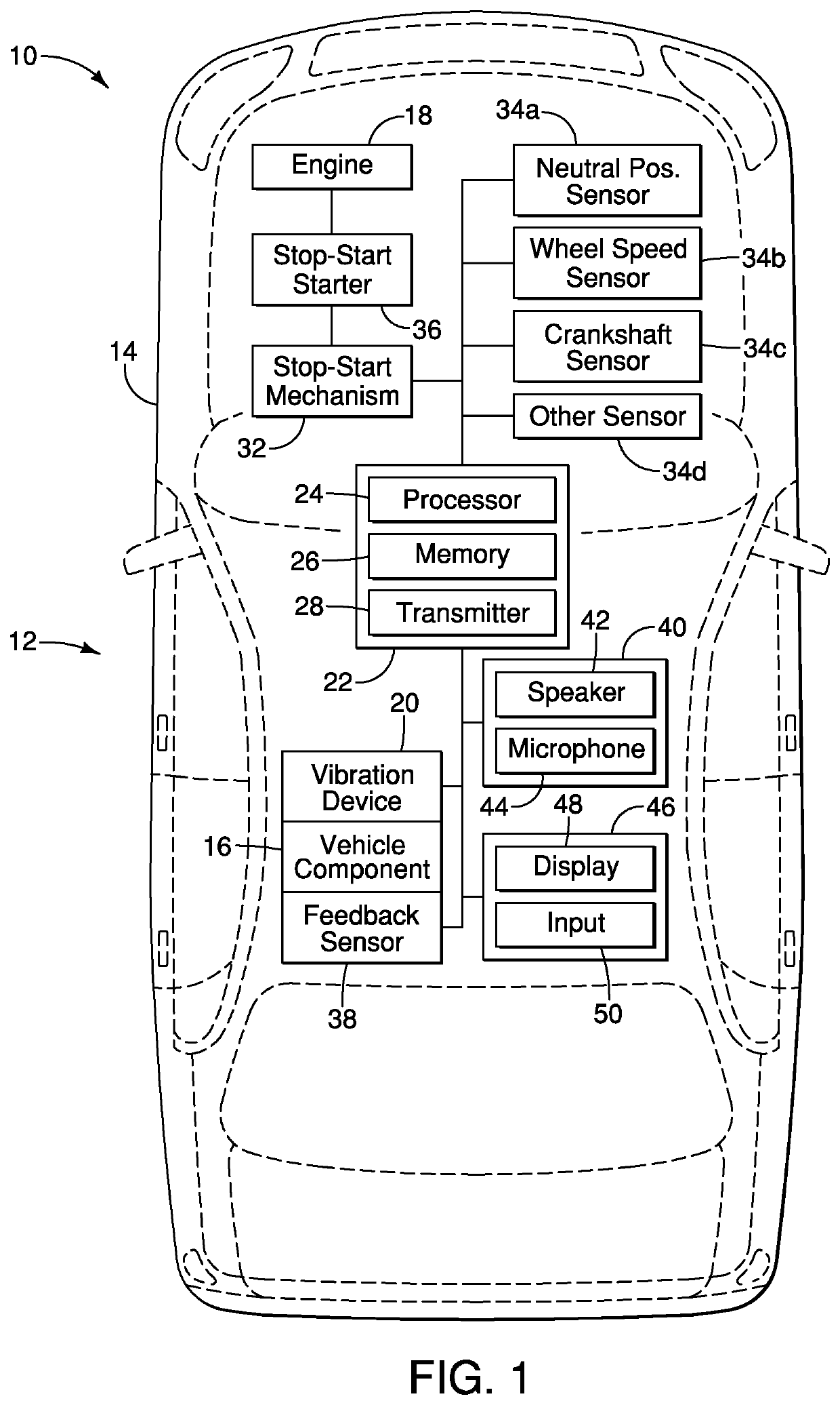 System and method for reducing driver awareness of engine stoppage by a vehicle