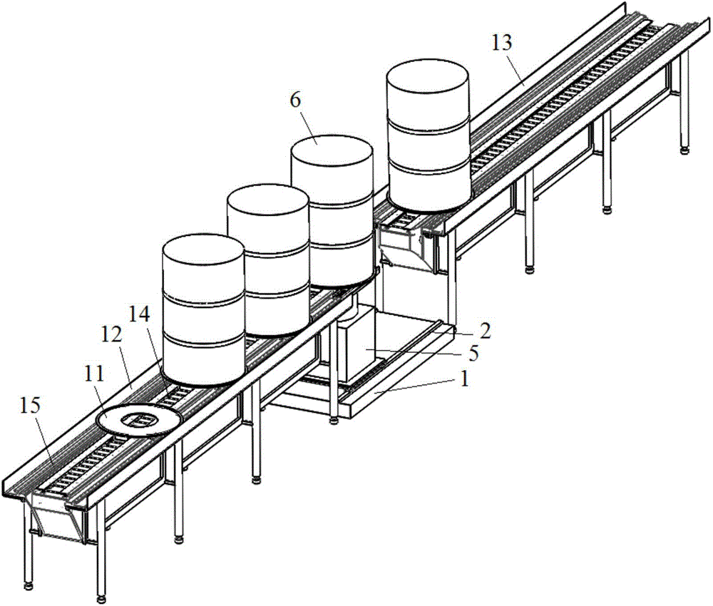 Radioactive waste bin batch-conveying and measuring device