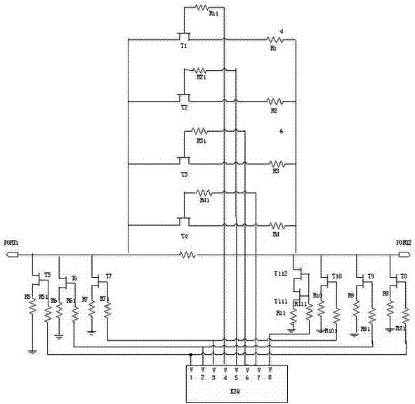 Program-controlled variable five-bit non-reciprocal microwave monolithic integrated attenuator