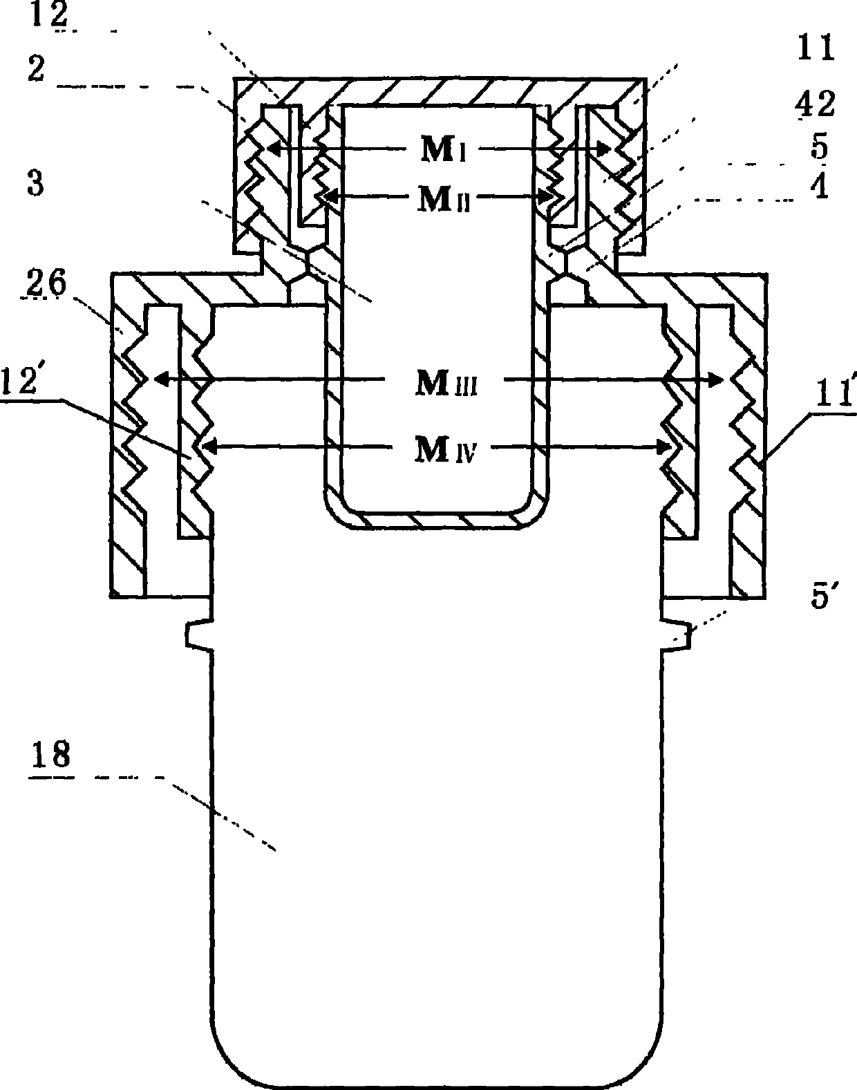 Overlapped liner separating self-blending container