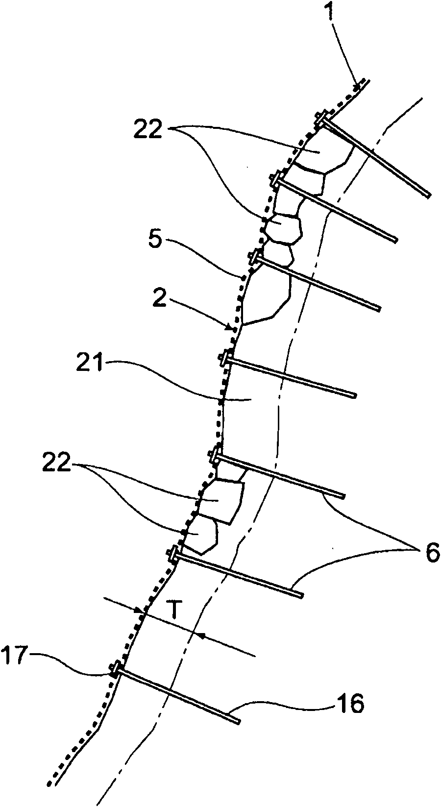 A structure for preventing rockfall, a rockfall prevention method, and a method for designing said structure
