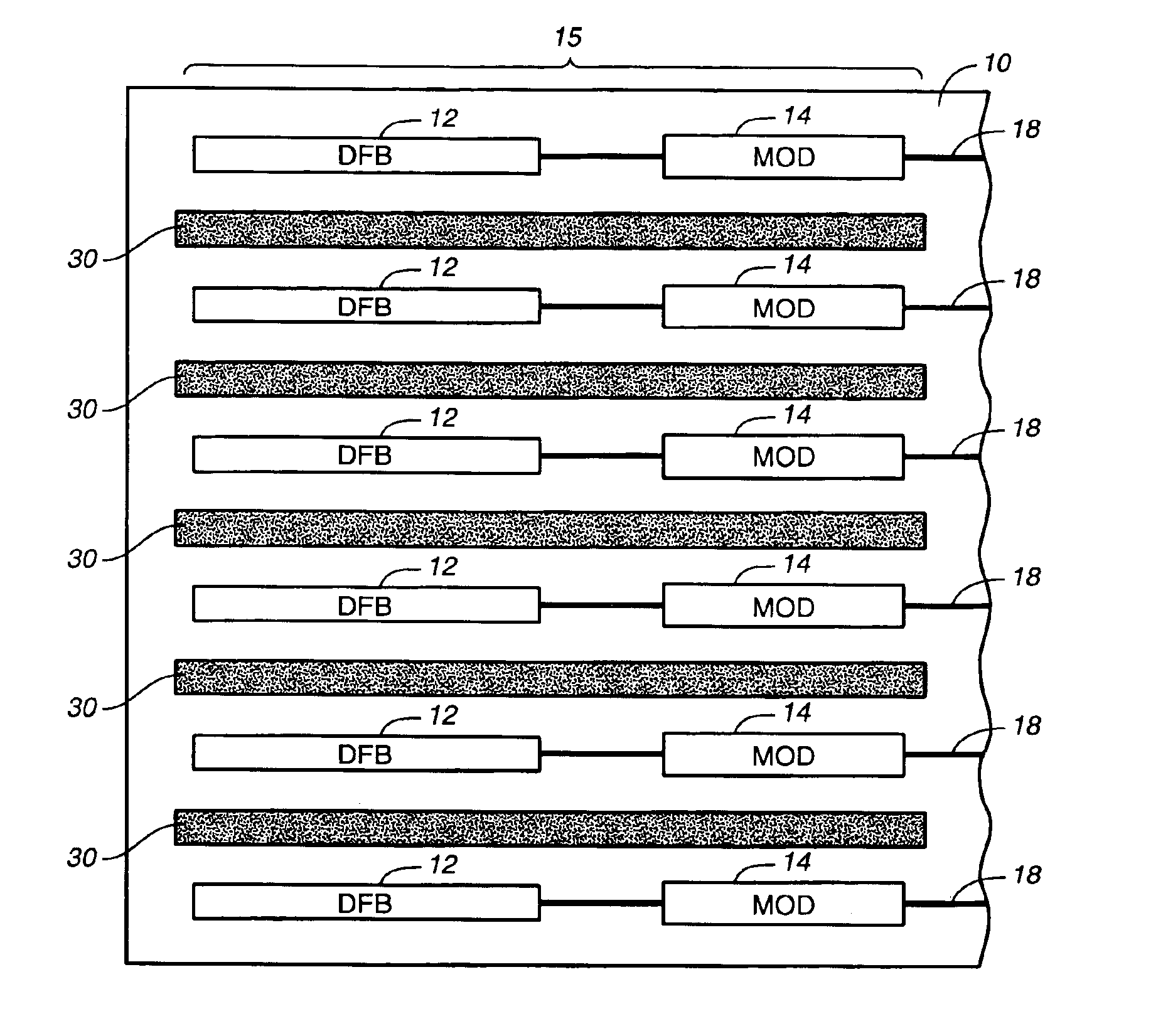 Heat isolation and dissipation structures for optical components in photonic integrated circuits (PICs) and an optical transport network using the same