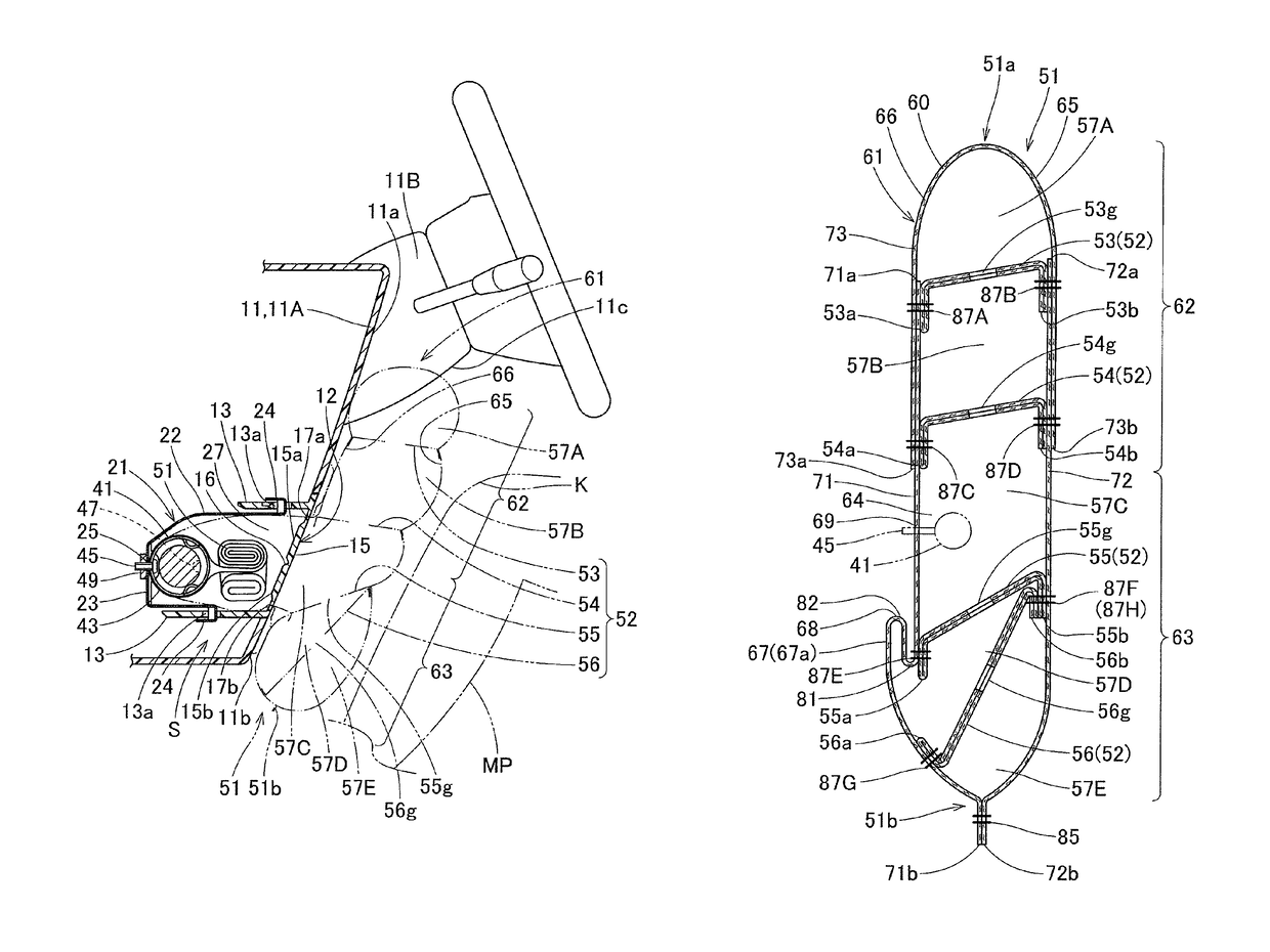 Knee protecting air bag system