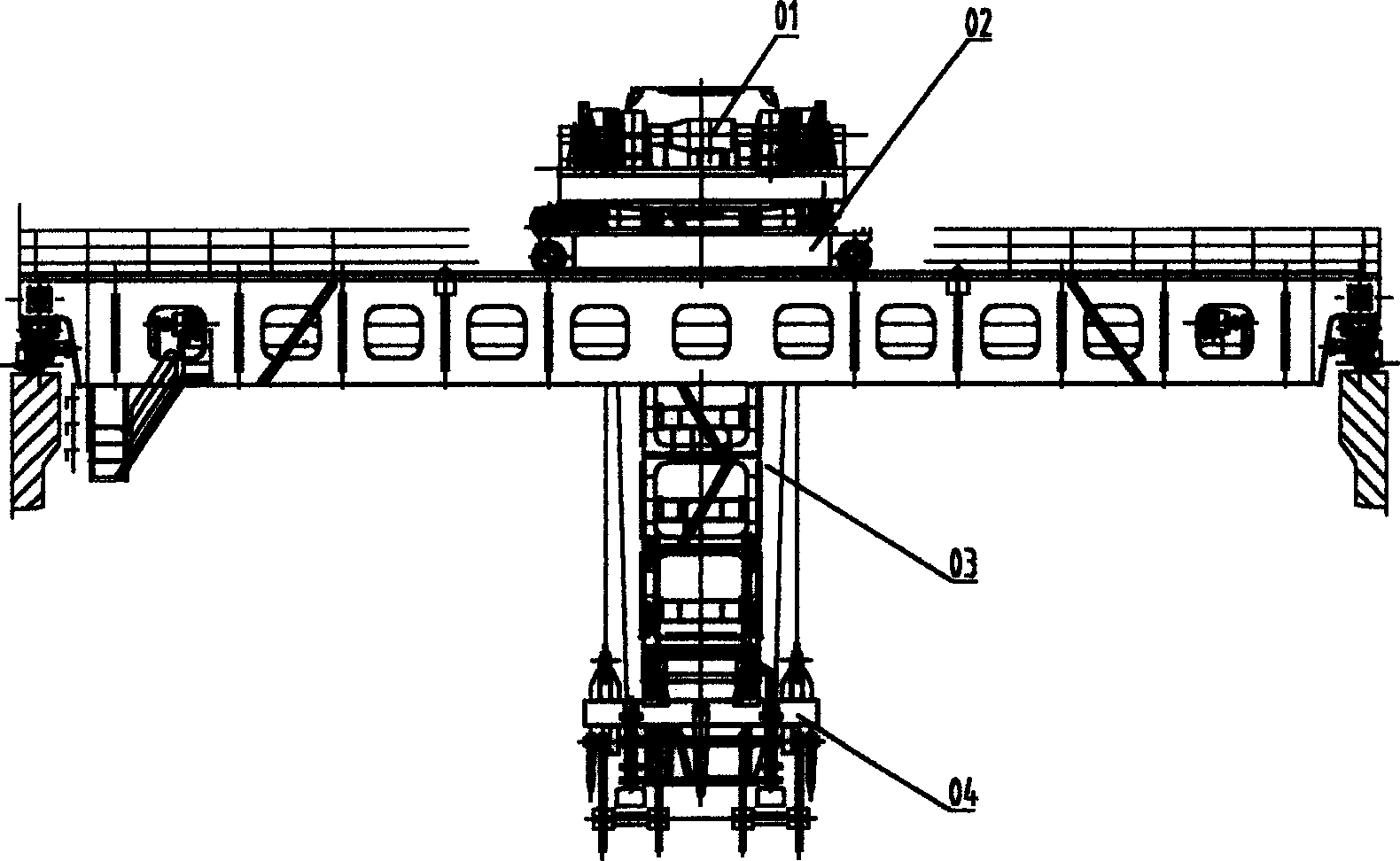 Guide and rotation mechanism for crane hanger