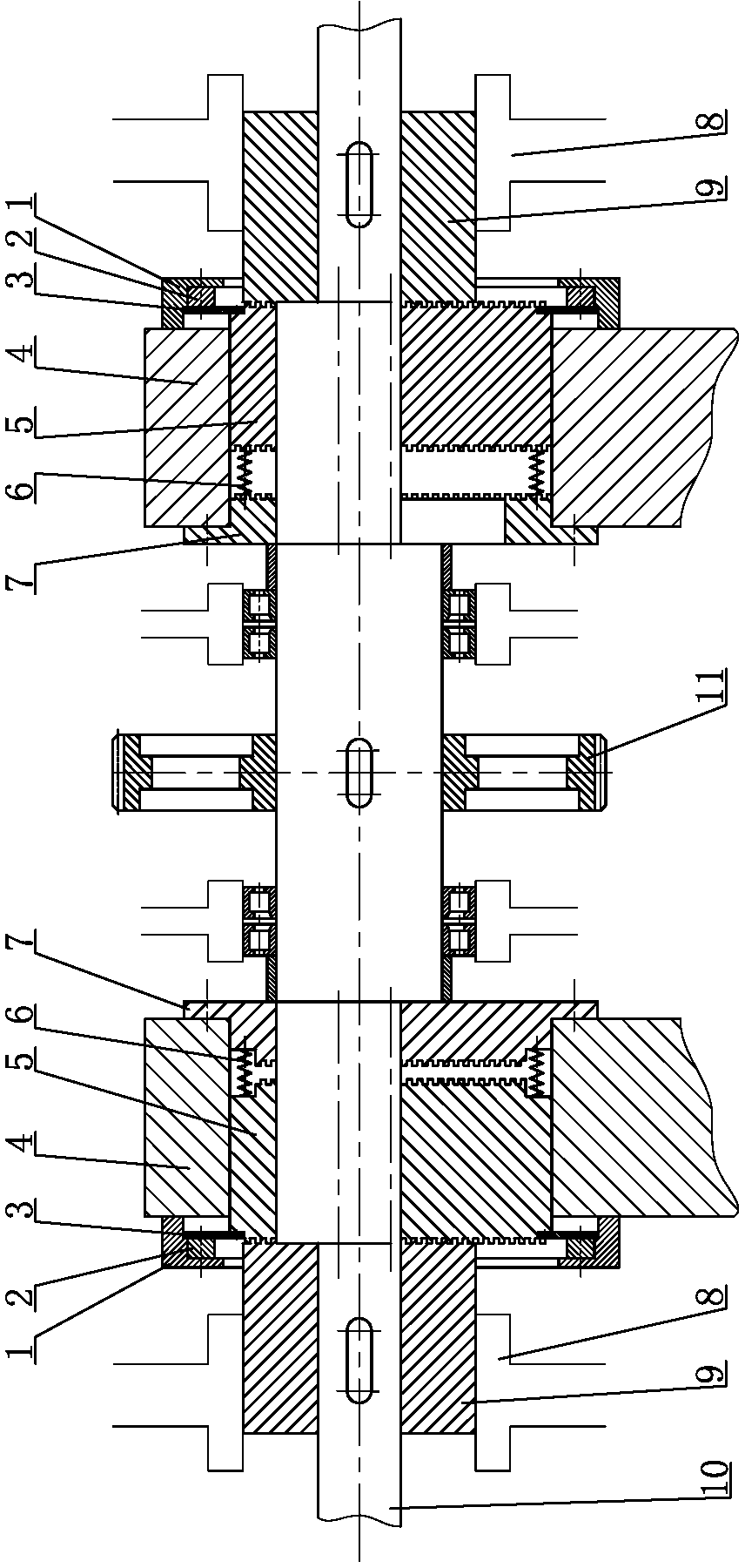 Synchronous regulation structure for stroke of pressing machine