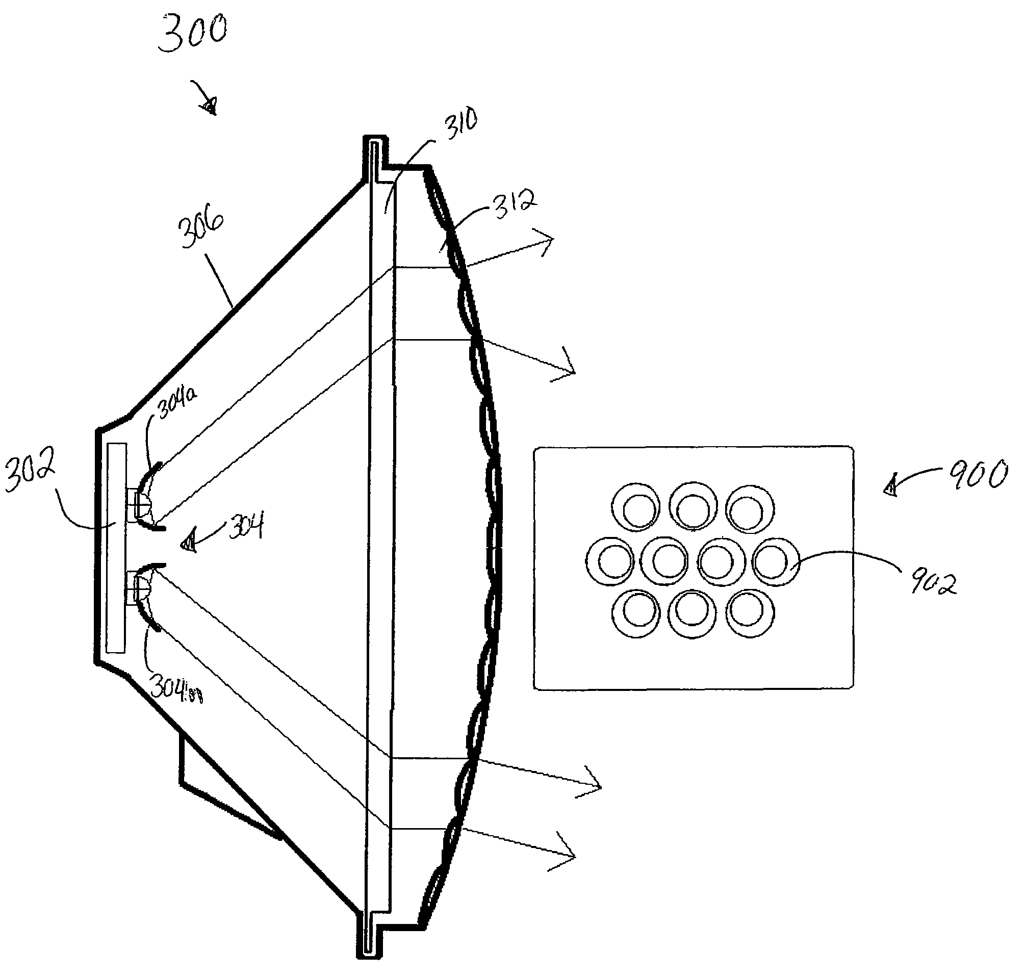 Light emitting diode module with improved light distribution uniformity