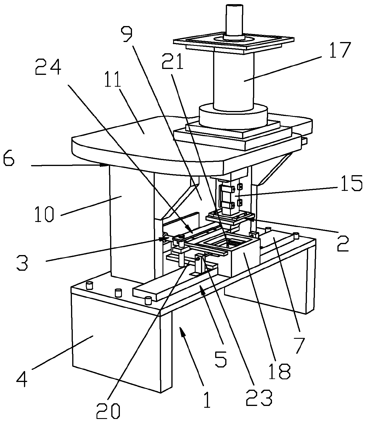 A stamping and crimping device for producing range hood net covers
