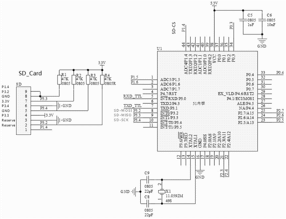 Hot-swappable SD (Secure Digital) card data recorder based on SPI (Serial Peripheral Interface) mode and corresponding method