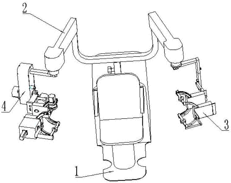 Upper limb rehabilitation robot with active-passive type two arms