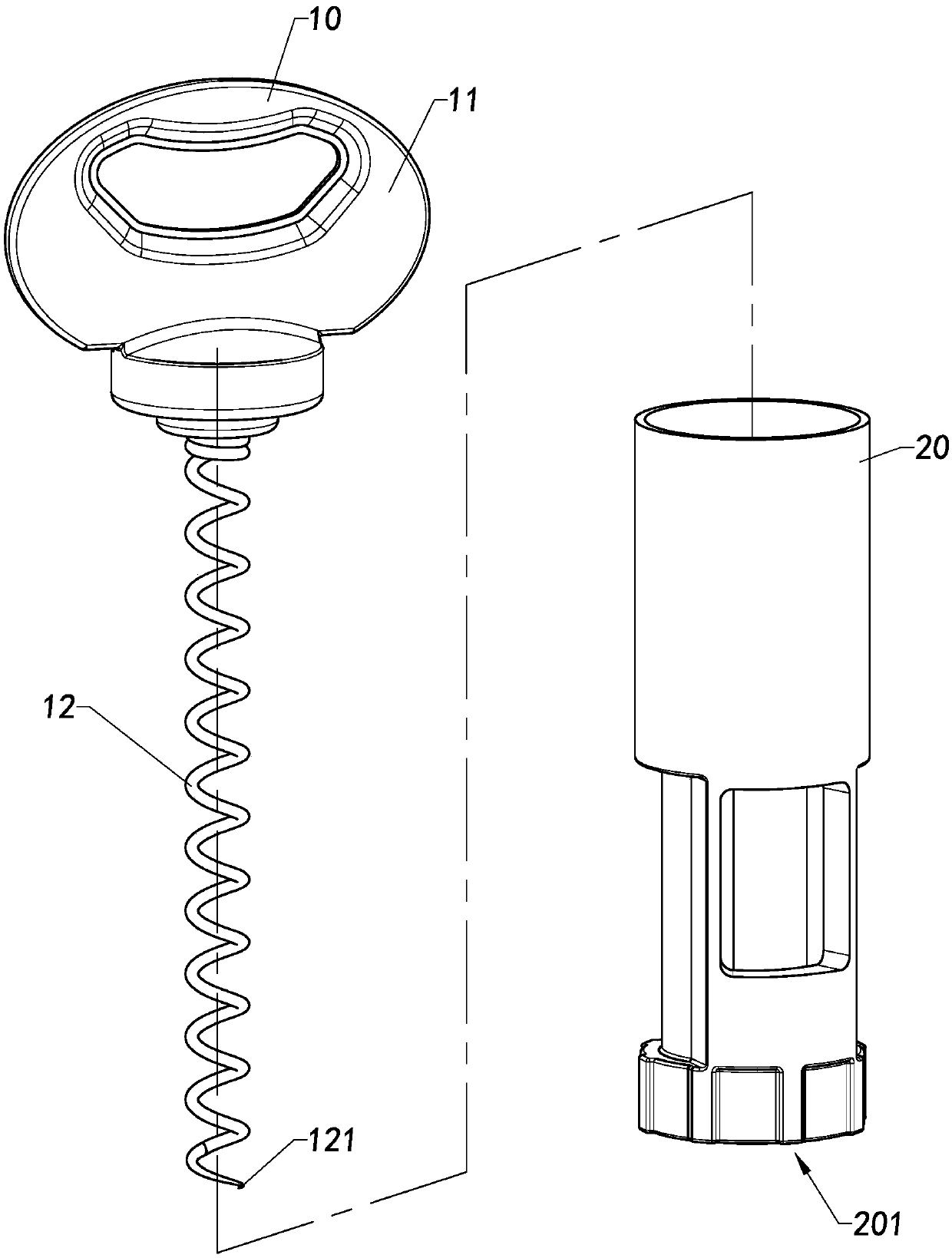 Bottle opener and bottle opening and cork placing and returning method