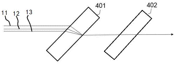 Beam combining device for multicolor semiconductor laser devices