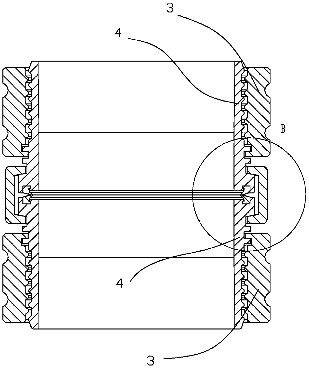 Groove type wedged surface interface