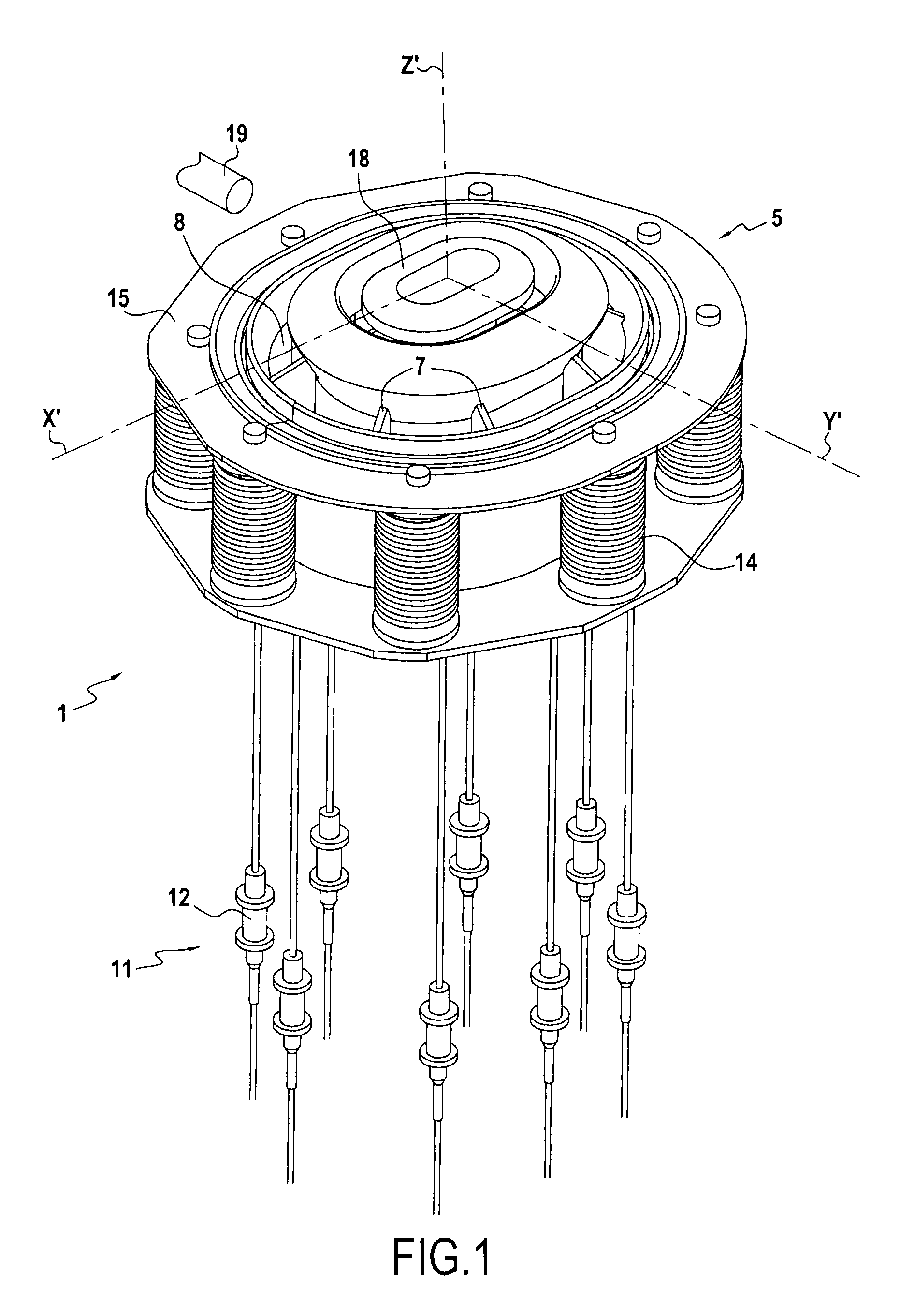 Steerable hall effect thruster having plural independently controllable propellant injectors and a frustoconical exhaust outlet