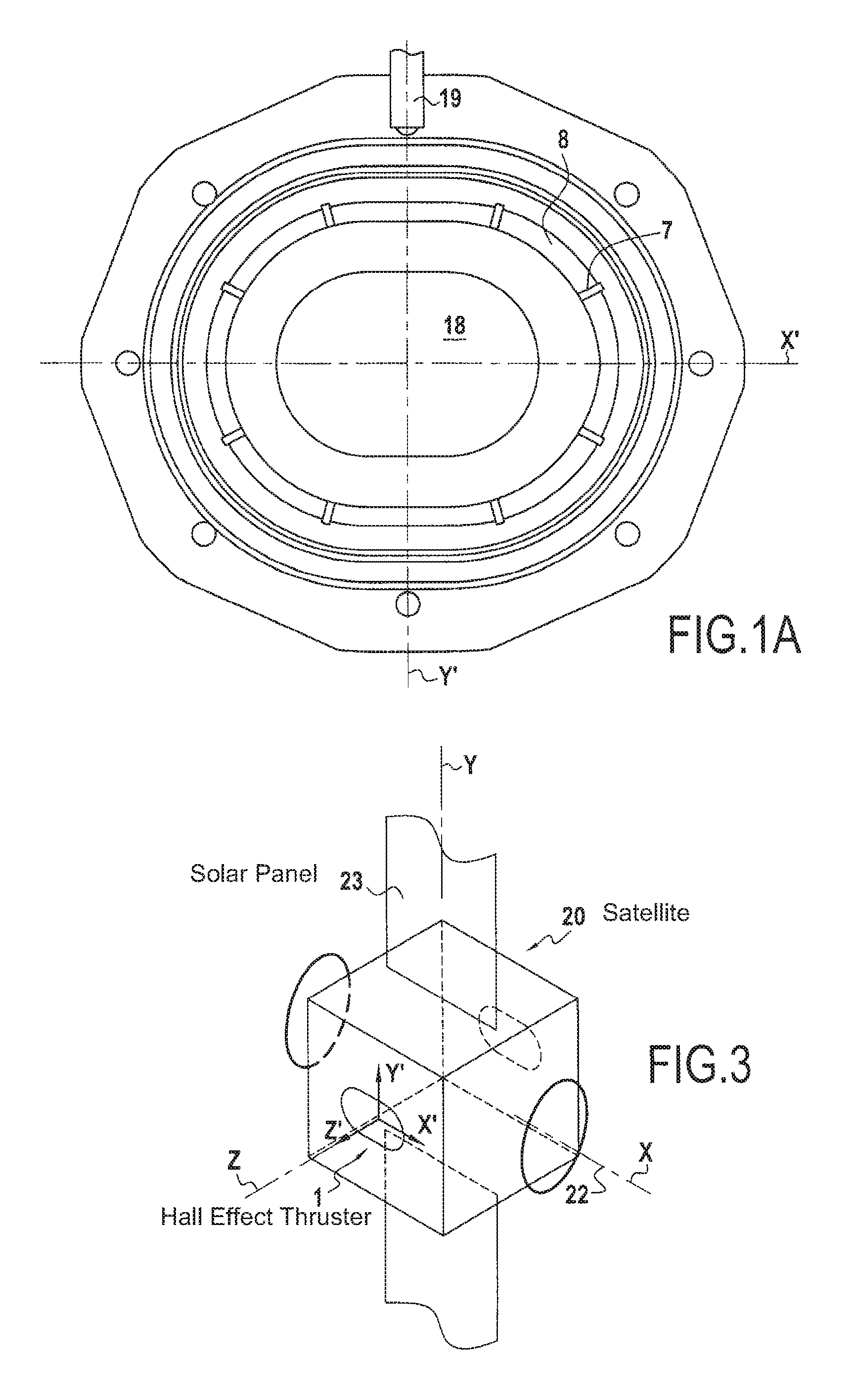 Steerable hall effect thruster having plural independently controllable propellant injectors and a frustoconical exhaust outlet