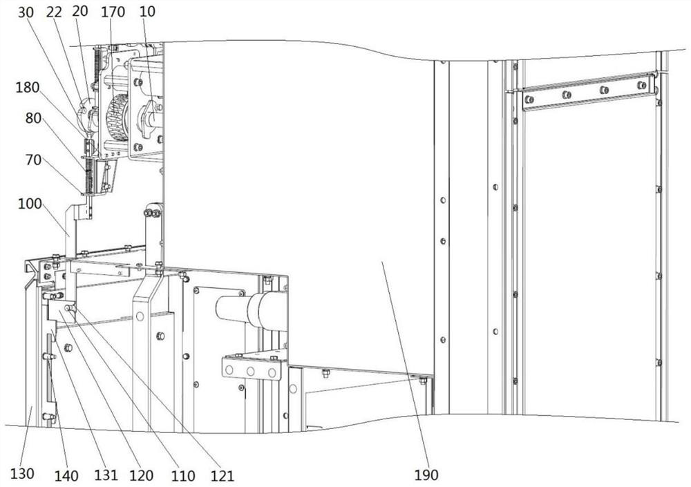 Gas-insulated switchgear, and interlocking device of grounding switch and cable chamber door of gas-insulated switchgear