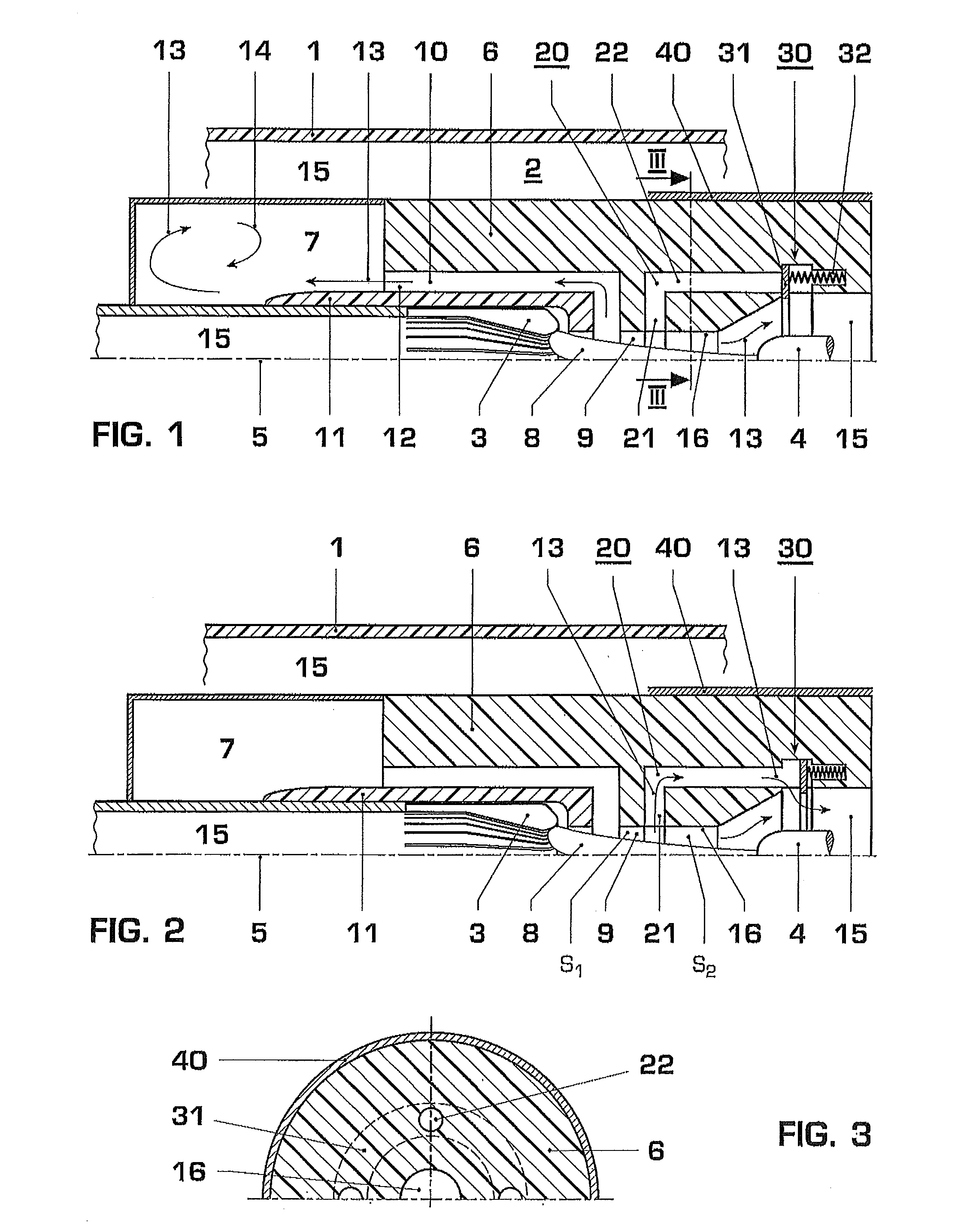 Gas-insulated high-voltage circuit breaker with a relief duct which is controlled by an overflow valve