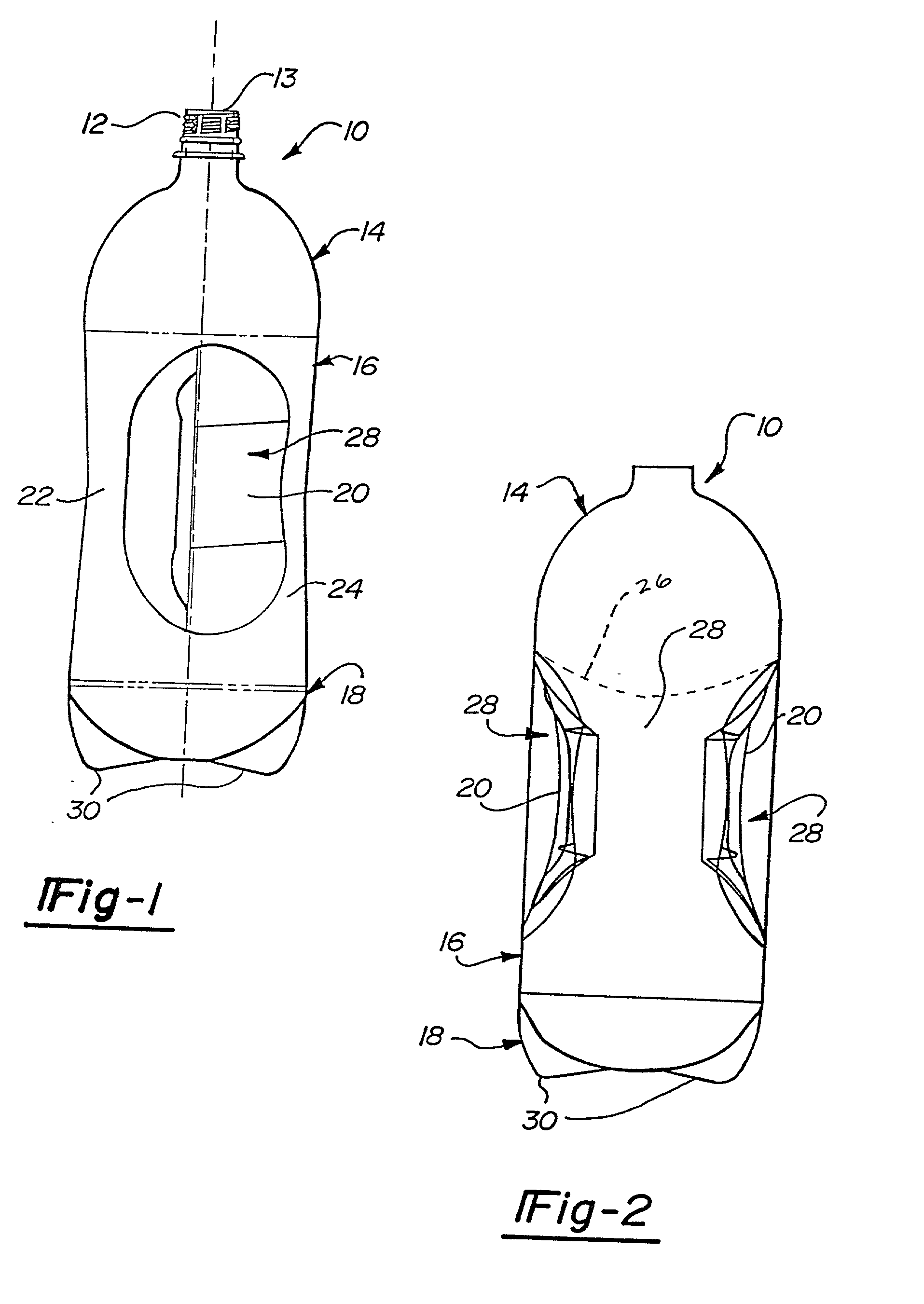 Non-rocking, webbed container for carbonated beverages