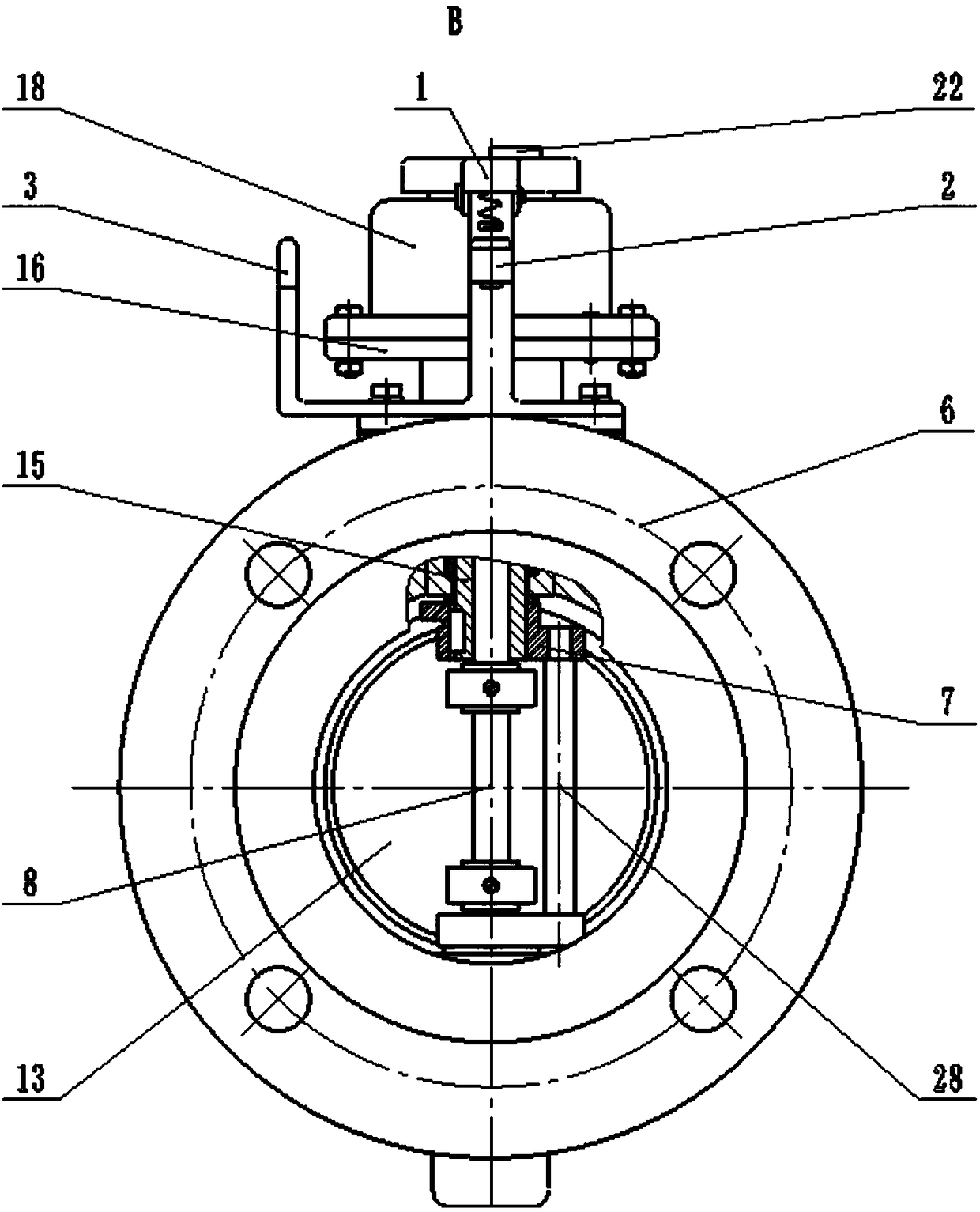An intermittently driven non-abrasive hard-sealed butterfly valve