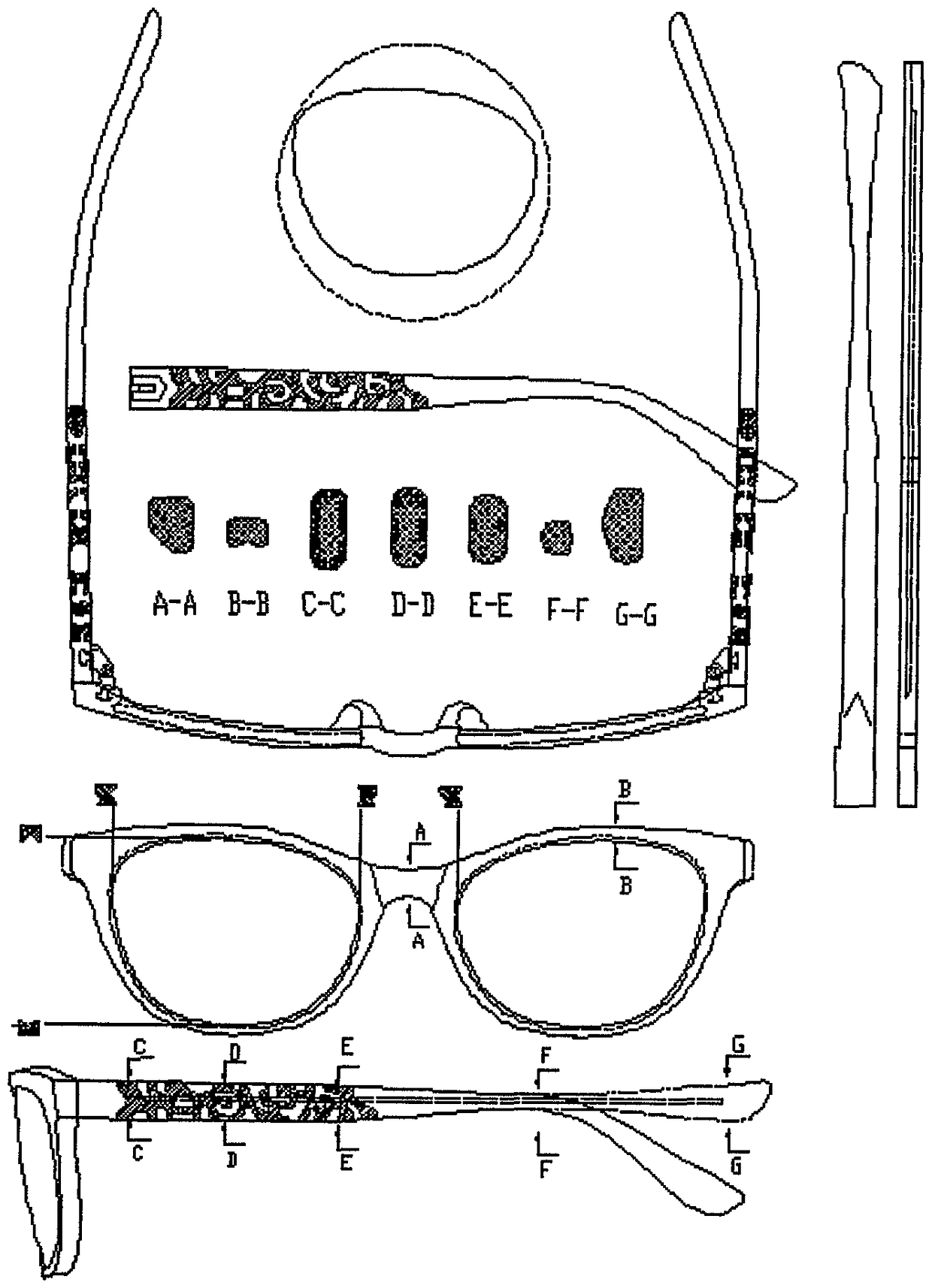 Glasses processing method in which metal sheet is wrapped on the surface of rubber sheet material